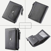 Wallet for Men RFID Vintage Double fold Oil Wax Leather Purse