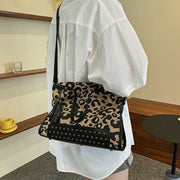 Leopard Print Tote For Women Commuter Rivet Durable Crossbody Bag