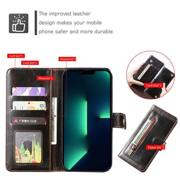Wallet Case for iPhone PU Leather Durable Phone Case with Card Slot