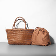 Women Soft PU Leather Woven Handbag Handmade Summer Shoulder Bag