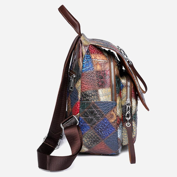 Backpack for Women Retro Contrast Color Geometrical Travel Pack