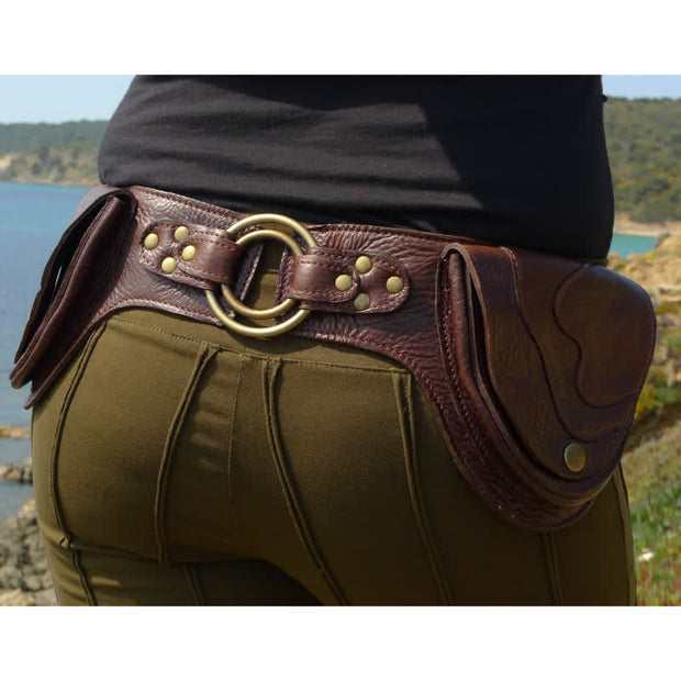 #034;Handmade Leather utility belt Pouch, Festival Fancy Pack, Bum Bag  for Women