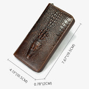 Mens Crocodile Print Wallet Business Genuine Leather Long Purse