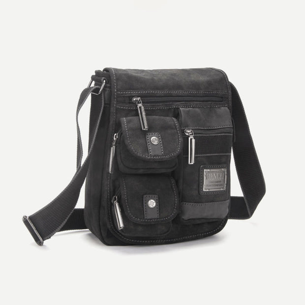 Messenger Bag For Men Vintage Thicken Canvas Large Capacity Crossbody Bag