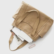 Large Capacity Canvas Shoulder Tote Bag Multiple Pocket Handbag Shopping Bag