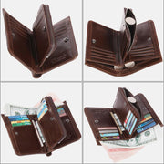 RFID Large Capacity Bifold Retro Wallet
