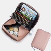 RIFD Blocking Small Coin Purse Multi-Pocket Card Holder Genuine Leather Wallet