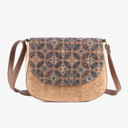 Clamshell Saddle Bag Floral Crossbody Cork Bag For Women