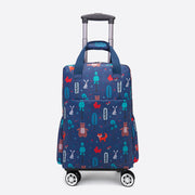 Floral Pull Rod Duffel Bag For Women Waterproof Shopping Cart