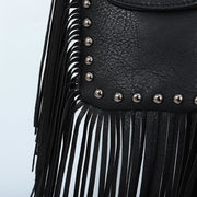 Rivet Tassel Bag For Women Vegan Leather Crossbody Phone Bag