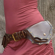 Waist Bag for Women Men Medieval PU Leather Rivets Waist Bag