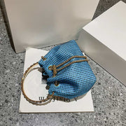Top-Handle Bag for Women Flash PU Leather Casual Shopping Crossbody Bag