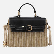 Beach Bag for Women Simple Portable Straw Square Crossbody Handbag