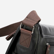 Messenger Bag for Men Waterproof Patch Flap PU Shoulder Bag