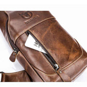 Genuine Leather Vintage Wearing  Resisting Sling Bag