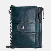 Genuine Leather Anti-theft Retro Wallet With Chain