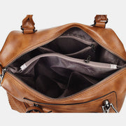Retro Vegan Leather Tote Crossbody Bag Doctor Bag for Ladies Boston Bag