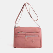 Double Zip Compartment Crossbody Bag for Women Lightweight Multi-Pocket Shoulder Bag