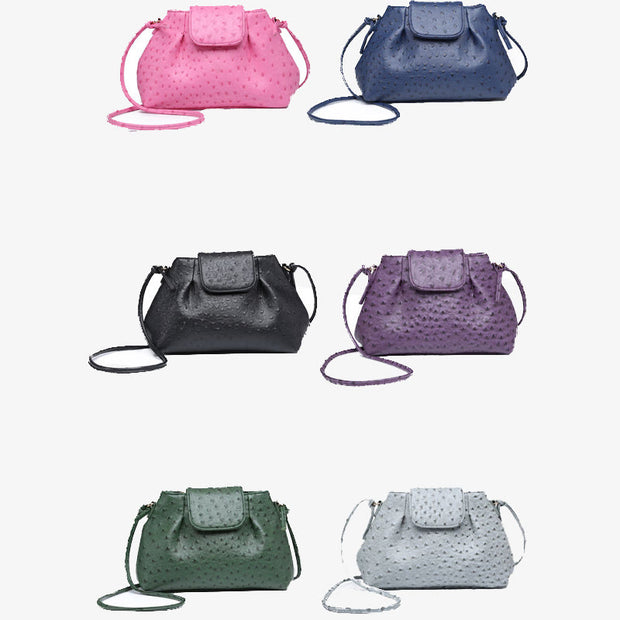 Ostrich Print Crossbody Bag Women Plain Color Cloud Bag