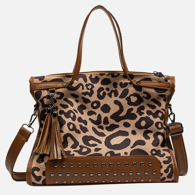 Leopard Print Tote For Women Commuter Rivet Durable Crossbody Bag