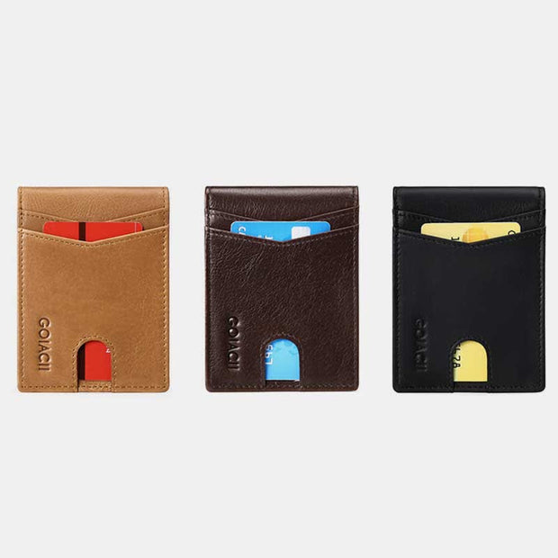 Bifold Quick Access Oil wax Leather Wallet BFID Blocking Card Holder