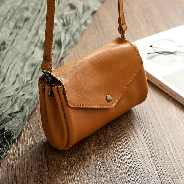 Retro Genuine Leather Handmade Crossbody Bag Multi-Slot Shoulder Bag