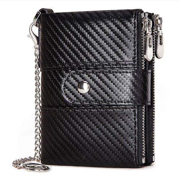 Genuine Leather Anti-theft Retro Wallet With Chain