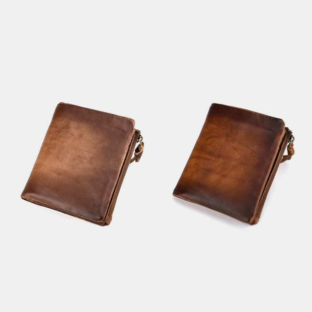 Retro Men's Brush Off Cowhide Leather Wallet Coin Purse Card Holder