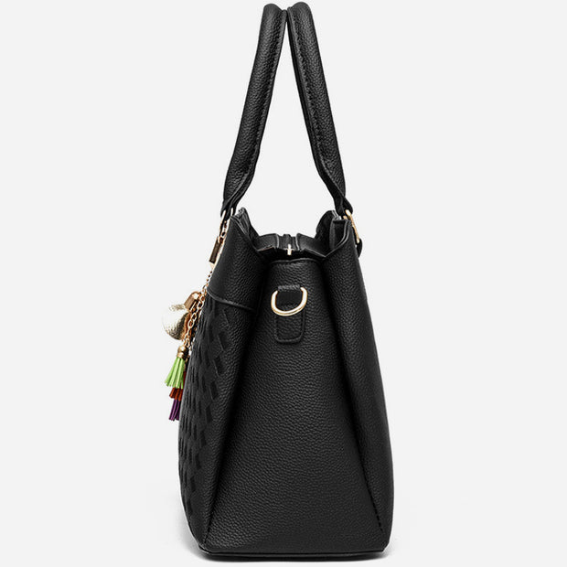 Elegant Commuter Handbag For Women Solid Color Leather Crossbody Bag