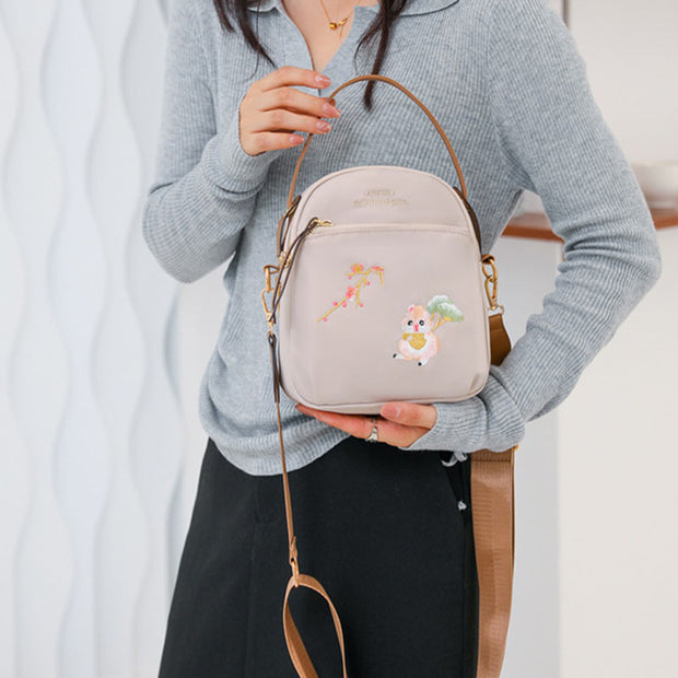 Squirrel Embroidery Oxford Phone Bag For Women Lightweight Crossbody Bag