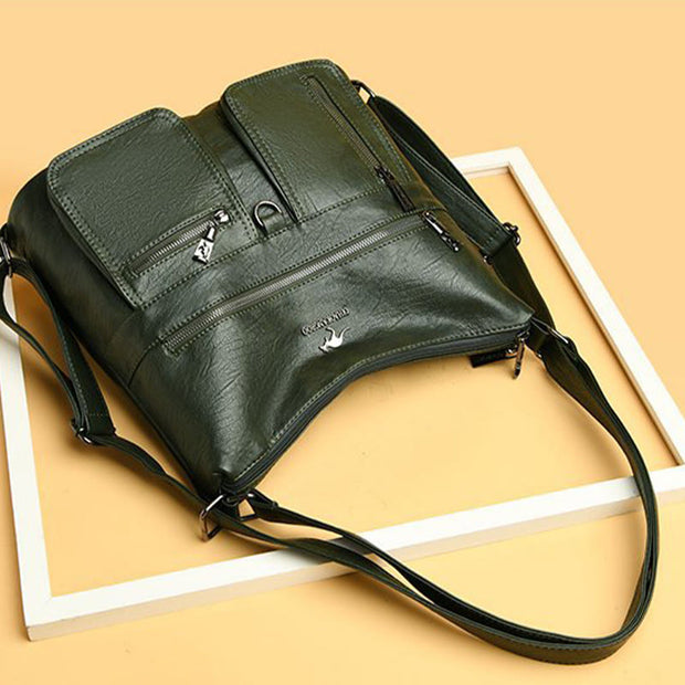 Solid Color Tote Convertible Backpack Shoulder Bag For Commuter