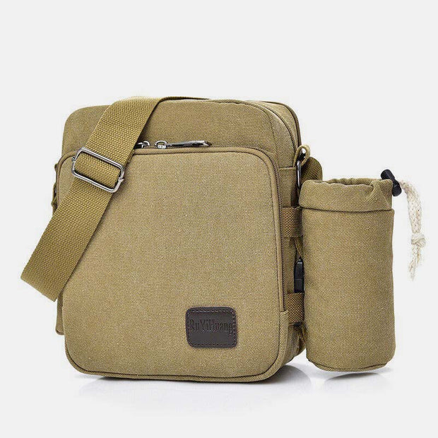 Vintage Canvas Crossbody Bag for Men Multifunctional Daypack Shoulder Bag
