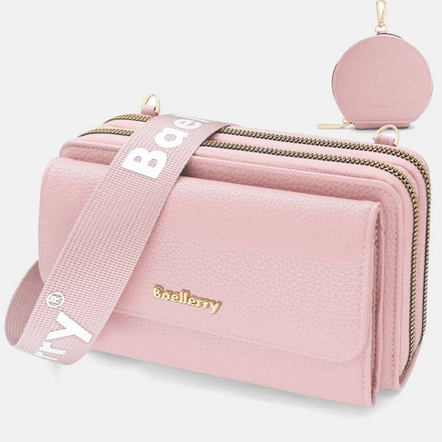2 Pcs Phone Bag Coin Purse Faux Leather Women Crossbody Bag Wallet