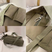 Large Capacity Canvas Tote Multi-Pocket Functional Crossbody Shoulder Bag
