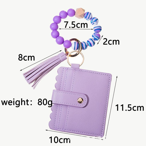 Leather Card Holder For Women Silicone Bead Bracelet Pendant