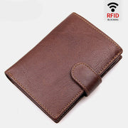 RFID Genuine Leather Card Holder Trifold Wallet