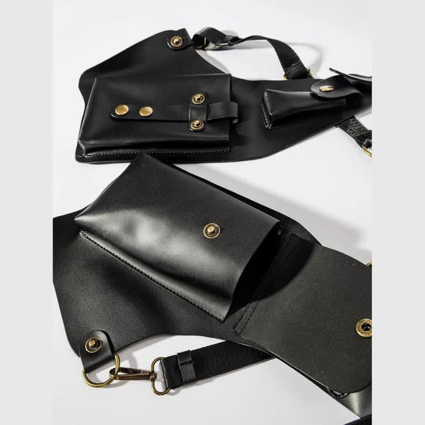 Vintage Leather Hidden Underarm Strap Wallet Pocket Shoulder Holster Bag