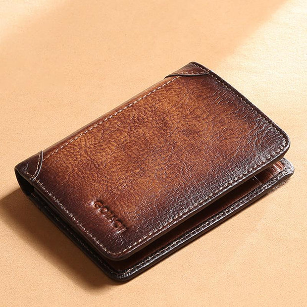Genuine Leather RFID Multi-Card Bifold Wallet