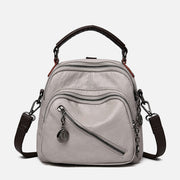 Multi-function Soft Faux Leather Shoulder Bag Convertible Backpack Purse
