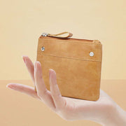 Retro Leather Coin Pouch Change Holder for Women Mini Zipper Wallet