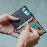 Minimalist Front Pocket Slimfold Wallet Cowhide Leather Business Mens Wallet