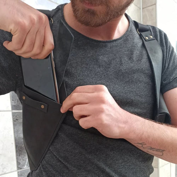 Outdoor Vest Purse Women Men Underarm Leather Armpit Bag