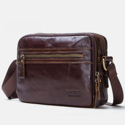 Genuine Leather Large Capacity Multi-Pocket Crossbody Bag