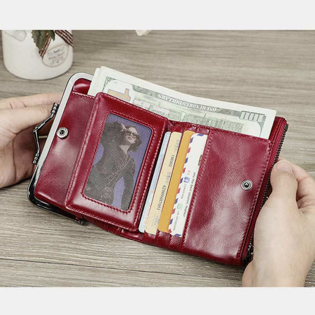 Women RFID Blocking Wallet Large Capacity Multi-Slot Leather Card Holder