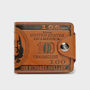 Wallet For Men Leather Dollar Clip Magnetic Buckle Short Purse