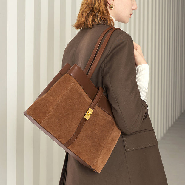 Frosted Commuter Tote Minimalist Solid Color Leather Underarm Bag