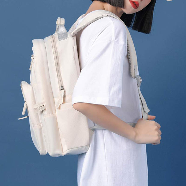 Large Solid Color Backpack Functional Travel School Daypack 15.6'' Laptop Bag