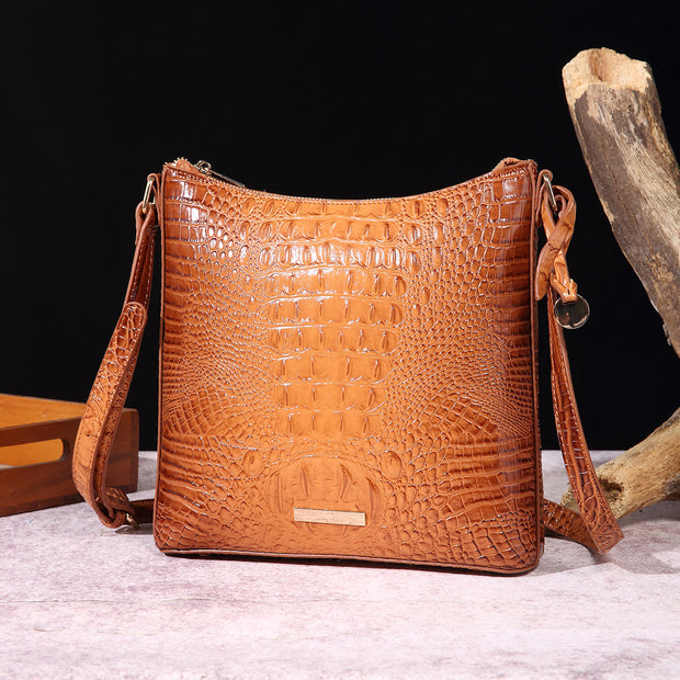 Crossbody Bag For Women Retro Crocodile Pattern Leather Dating Bag