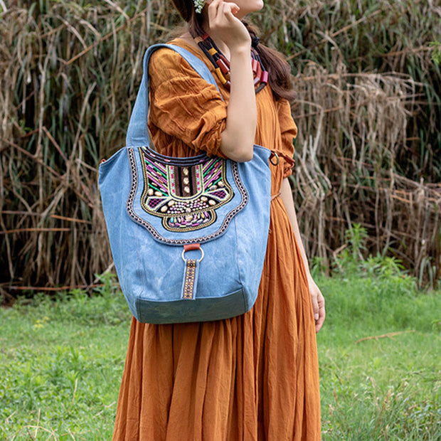 Cotton Linen Tote For Women Travel Ethnic Stylish Shoulder Bag