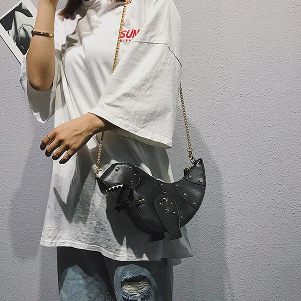 Women Mini Crossbody Bag Cute Dinosaur Shape Chain Strap Crossbody Shoulder Bag